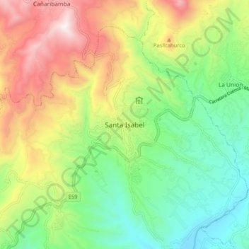 Carte topographique Santa Isabel, altitude, relief