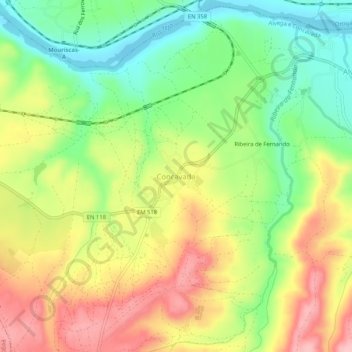 Carte topographique Concavada, altitude, relief