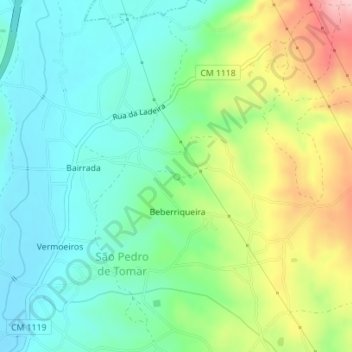 Carte topographique Fonte dos Fortes, altitude, relief