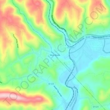 Carte topographique West Raven, altitude, relief