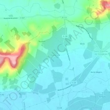 Carte topographique Peyrebrune, altitude, relief