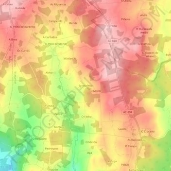 Carte topographique Igrexafeita, altitude, relief