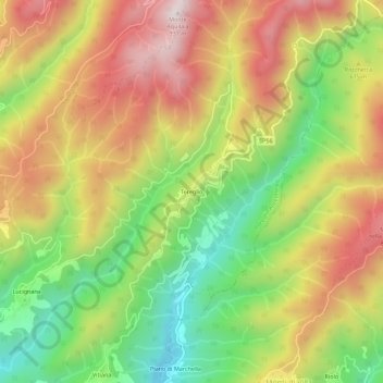 Carte topographique Tereglio, altitude, relief