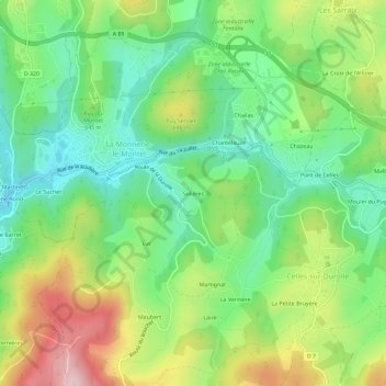 Carte topographique Solières, altitude, relief