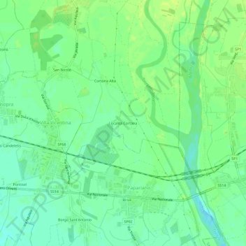 Carte topographique Località Cortona, altitude, relief