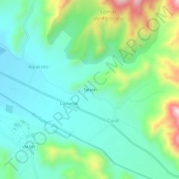 Carte topographique Tacora, altitude, relief