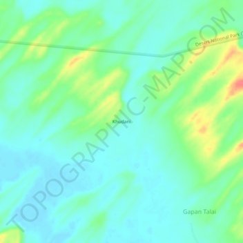 Carte topographique Khudani, altitude, relief
