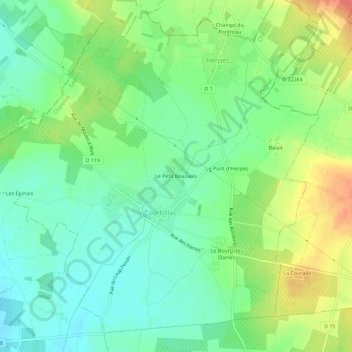 Carte topographique Le Petit Beauvais, altitude, relief