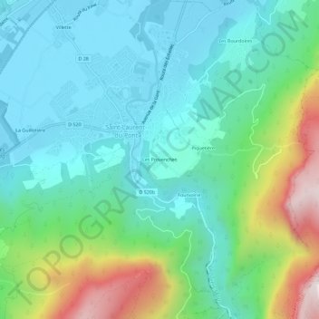 Carte topographique Les Provenches, altitude, relief