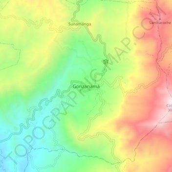 Carte topographique Gonzanamá, altitude, relief