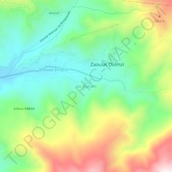 Carte topographique Ait Ouham, altitude, relief