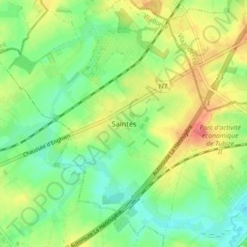 Carte topographique Saintes, altitude, relief