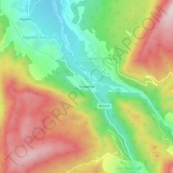 Carte topographique Tamadout, altitude, relief