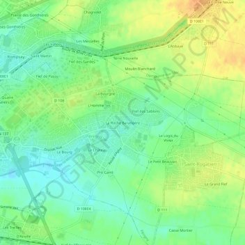 Carte topographique La Roche Barangère, altitude, relief
