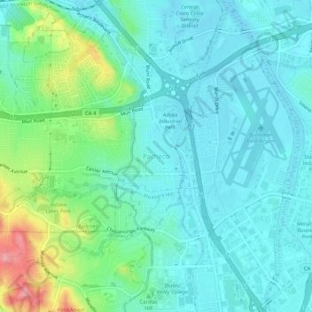 Carte topographique Pacheco, altitude, relief