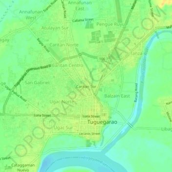 Carte topographique Caritan Sur, altitude, relief