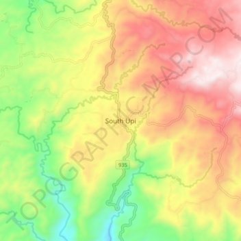 Carte topographique South Upi, altitude, relief