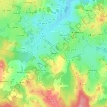 Carte topographique La Villotte, altitude, relief