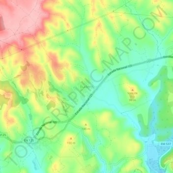 Carte topographique Budens, altitude, relief