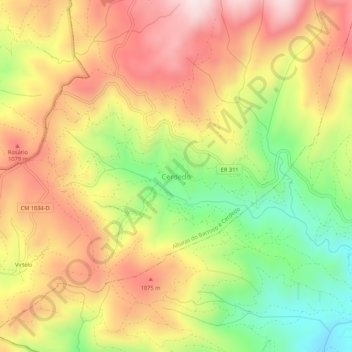 Carte topographique Cerdedo, altitude, relief