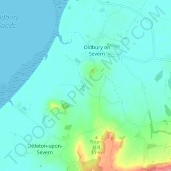 Carte topographique Cowhill, altitude, relief
