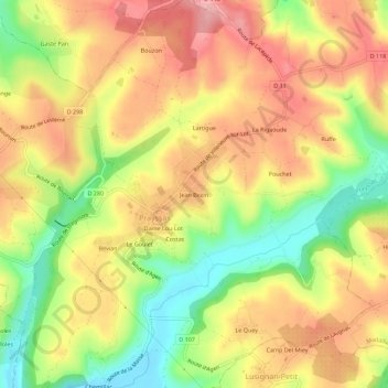 Carte topographique Jean Bezin, altitude, relief