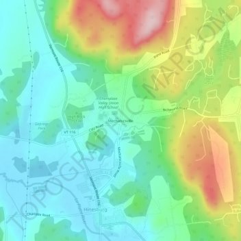 Carte topographique Mechanicsville, altitude, relief