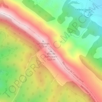 Carte topographique Merindad de Valdivielso, altitude, relief