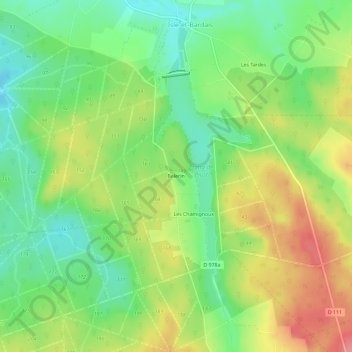 Carte topographique Belerin, altitude, relief