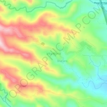 Carte topographique Villa Maria, altitude, relief