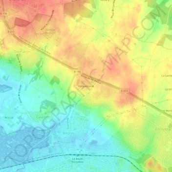 Carte topographique Kerquessaud, altitude, relief