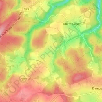 Carte topographique Grainchamps, altitude, relief