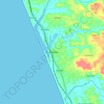 Carte topographique Kumbala, altitude, relief