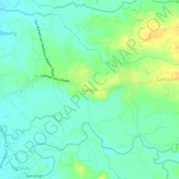 Carte topographique Buliran, altitude, relief
