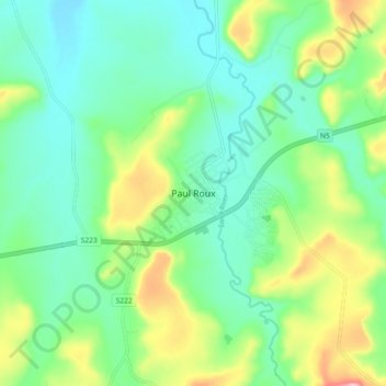 Carte topographique Paul Roux, altitude, relief