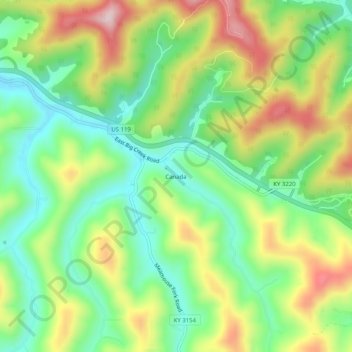Carte topographique Canada, altitude, relief