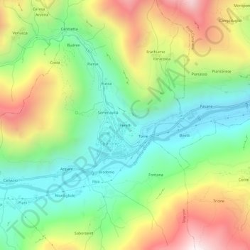 Carte topographique Peretti, altitude, relief