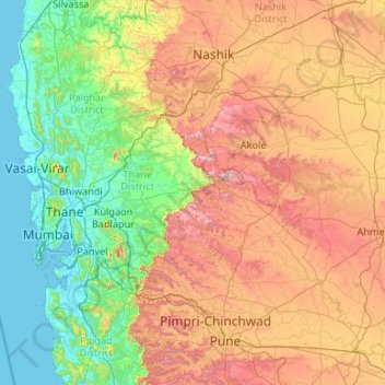 Carte topographique Naneghat, altitude, relief