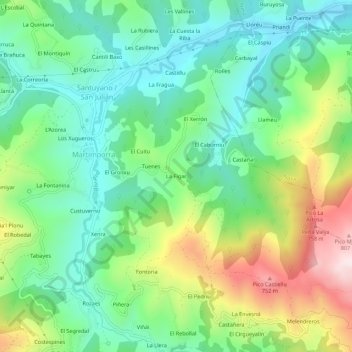 Carte topographique La Figar, altitude, relief