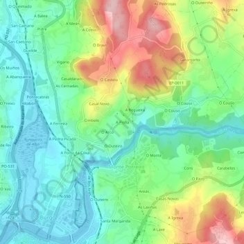 Carte topographique A Piolla, altitude, relief