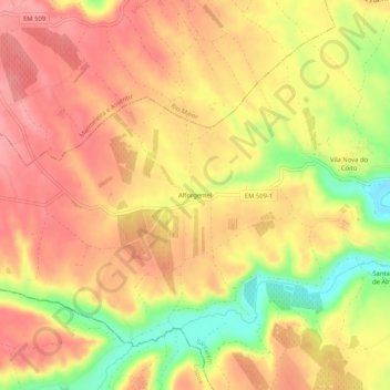 Carte topographique Alforgemel, altitude, relief