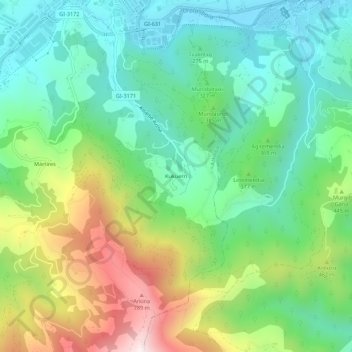 Carte topographique Kukuerri, altitude, relief