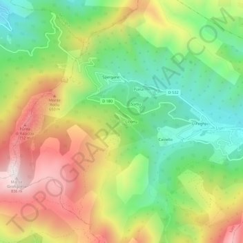 Carte topographique Fieno, altitude, relief