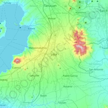 Carte topographique Lipa, altitude, relief