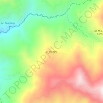 Carte topographique La Pradera, altitude, relief