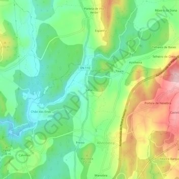 Carte topographique Ceras, altitude, relief