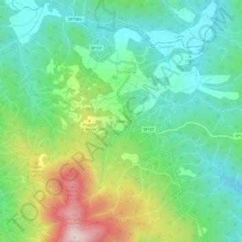 Carte topographique Piloni, altitude, relief