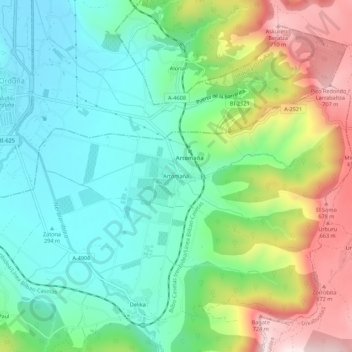 Carte topographique Artómaña, altitude, relief