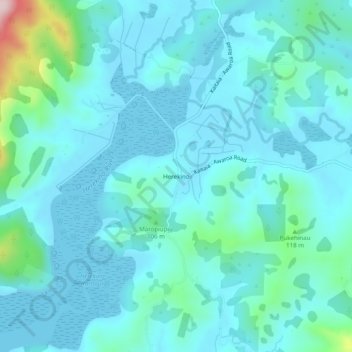 Carte topographique Herekino, altitude, relief