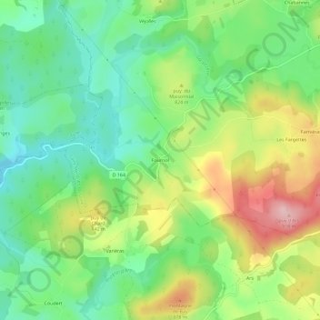 Carte topographique Fournol, altitude, relief